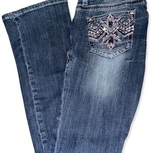 Grace in LA Blue Boot Cut Jeans with Embellished Pocket